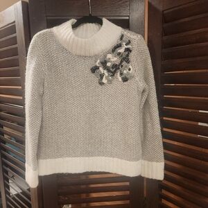 Appleseed's Gray and Cream Cowl Neck Sweater